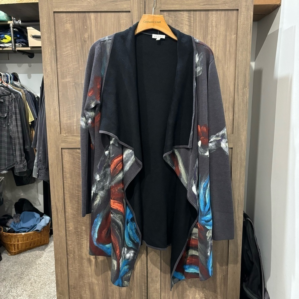 Adore Large Long Cardigan Art to wear Painted Open Front Long Sleeve